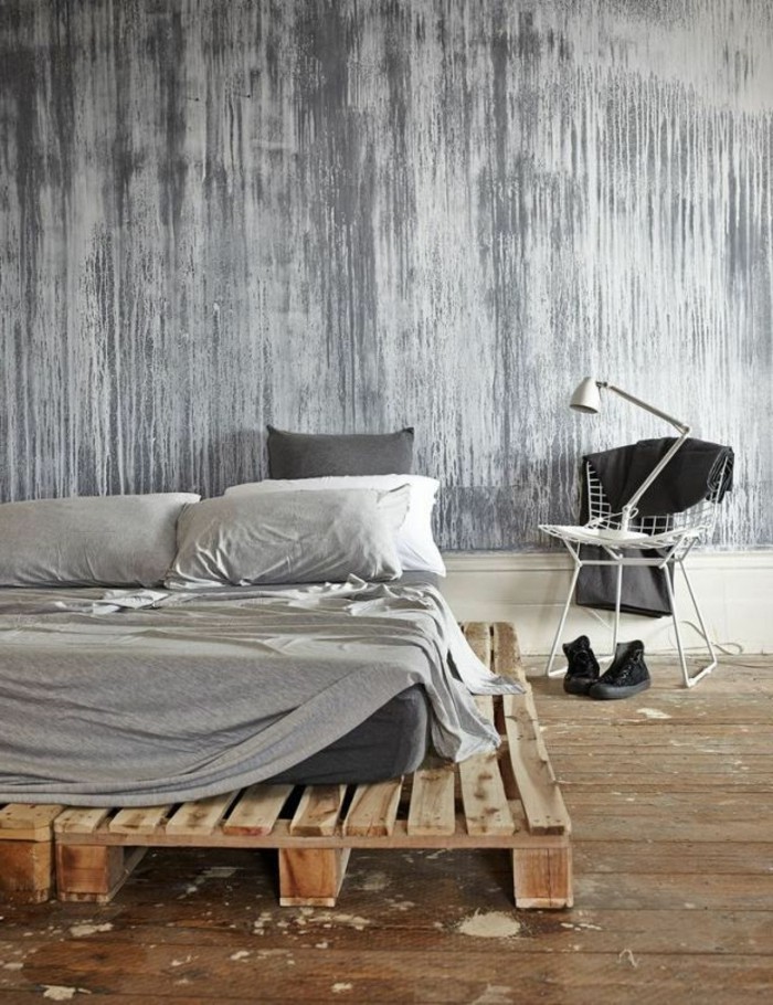 mur couleur bleu-belle-modèle-chambre-lit confortable