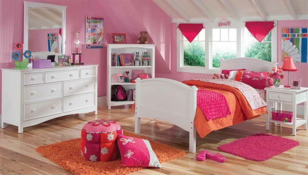 wall-paint-ροζ-για-το κορίτσι-δωμάτιο-λευκό-συρτάρια