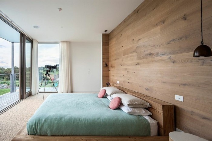 mur couleur chambre-bois brun-conseils-conception moderne