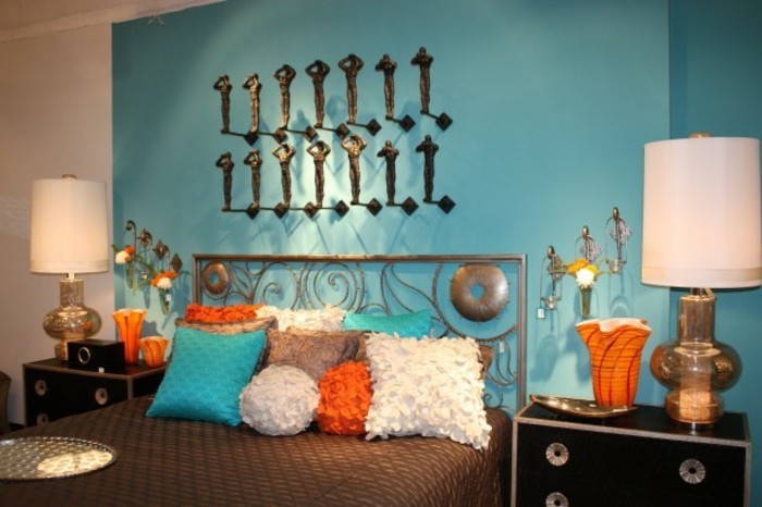 χρώμα του τοίχου τιρκουάζ-άνετο υπνοδωμάτιο-super-model