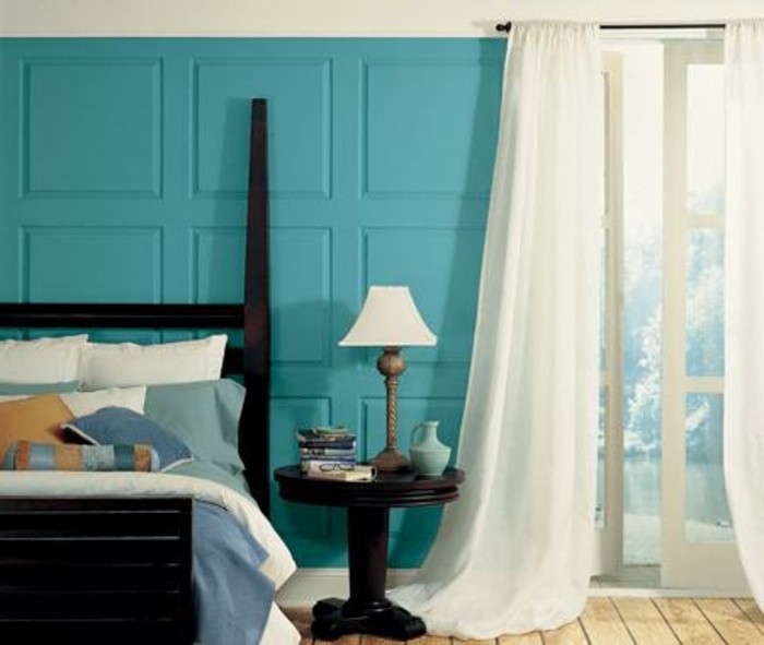 couleur de mur turquoise unikales-modèle-chambre-design