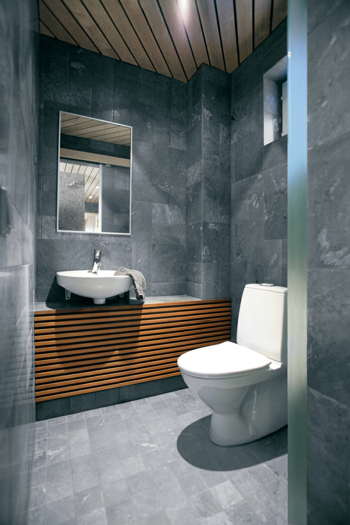 nagy modell fürdőszoba - szürke fal design