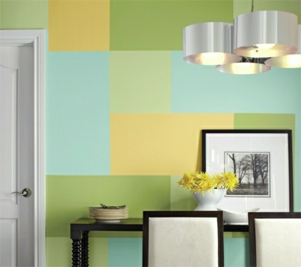 pared de color-combinación-amarillo-verde-azul