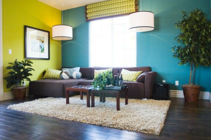 la pared del color-combinaciones elegante habitación y de aspecto fresco