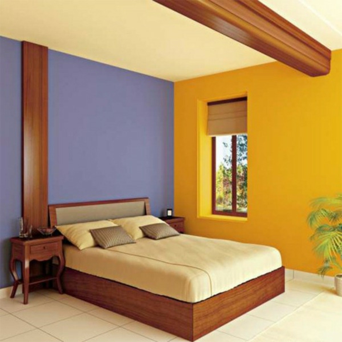 τοίχο χρώμα-συνδυασμούς-μωβ-και-πορτοκαλί-σύγχρονο-ζεστό-Ambiente
