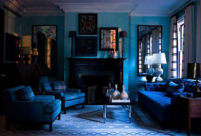 colores-eficaz-sala de estar la pared del sitio en polvo de color azul de la pared