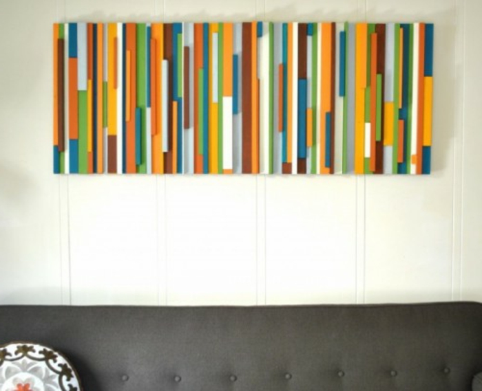 קיר עיצוב-עם-צבע-יפה-DIY-רעיונות-עבור-סלון