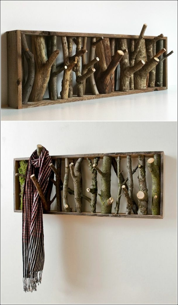 墙钩从天然木材的创意设计