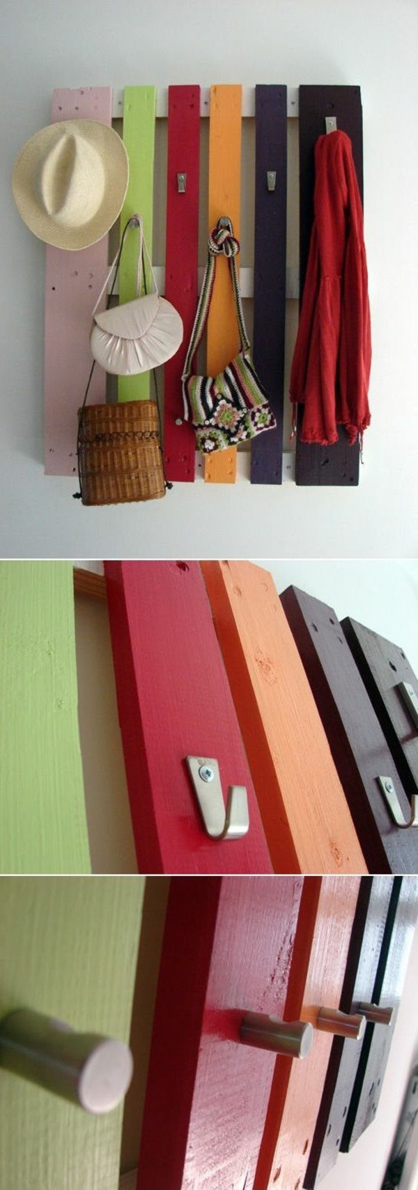 壁钩合不同-颜色-的-木制托盘