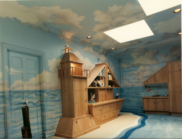 τοιχογραφία-in-νηπιαγωγείο-μοντέρνα ναυτικών τοιχογραφία-για-παιδί-playroom-εμπρός-view