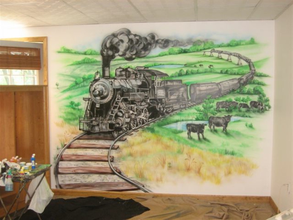 τοιχογραφία-in-νηπιαγωγείο-τρένο