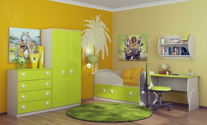 wandtatoo，年轻的黄颜色漂亮卧室