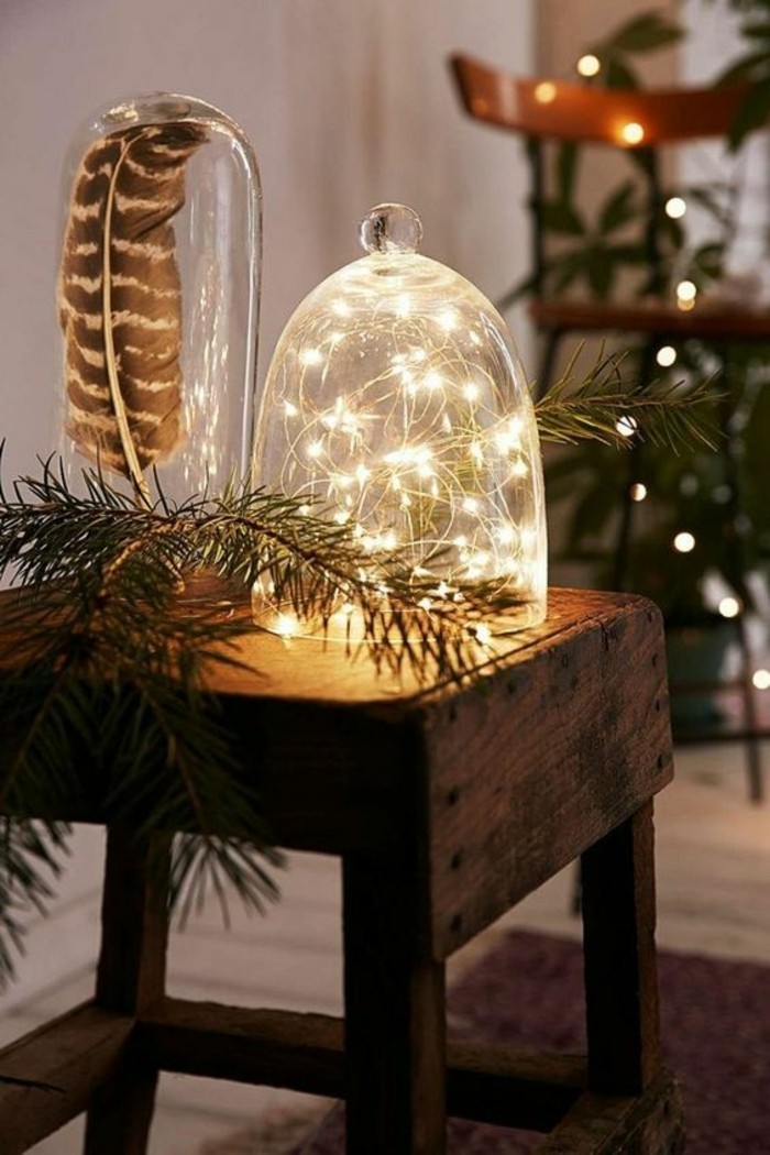 noël décoration-vous-faire des idées Weihnachtsdeko-Glaser-avec-lampes