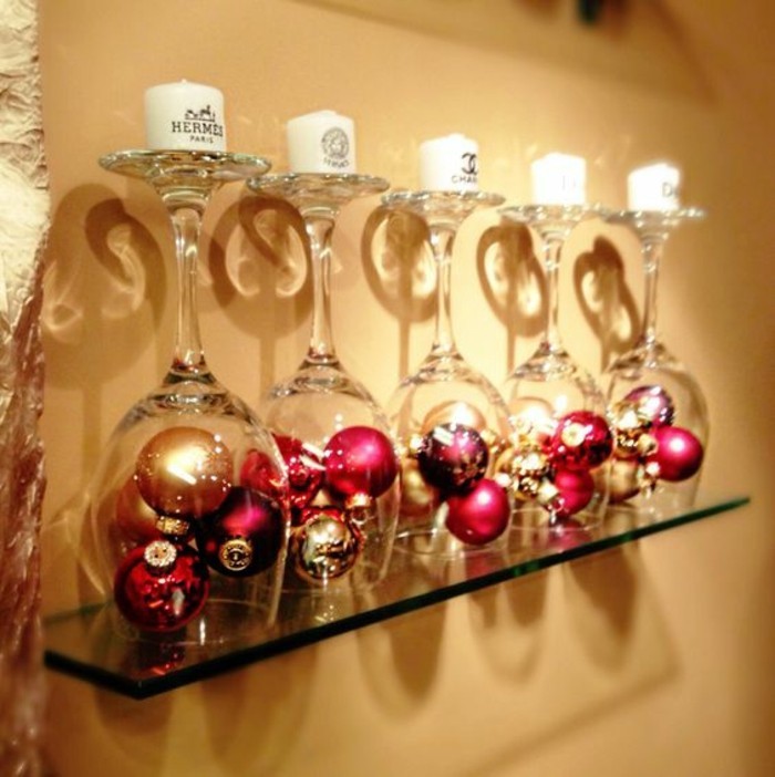noël décoration-vous-faire des idées Weihnachtsdeko-tartrique glaser-avec-bougies
