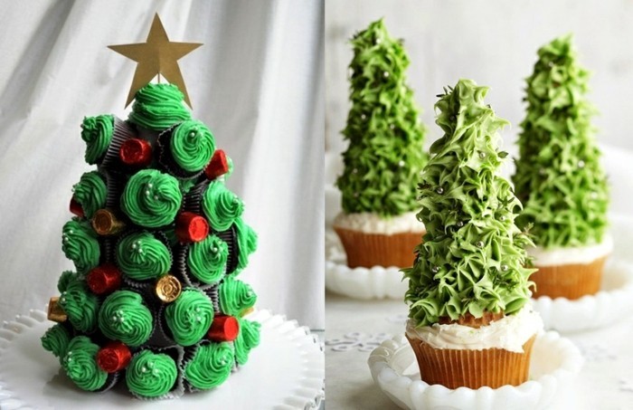 Karácsony-cupcakes-fenyő-muffin csokoládé-egyszerű desszert