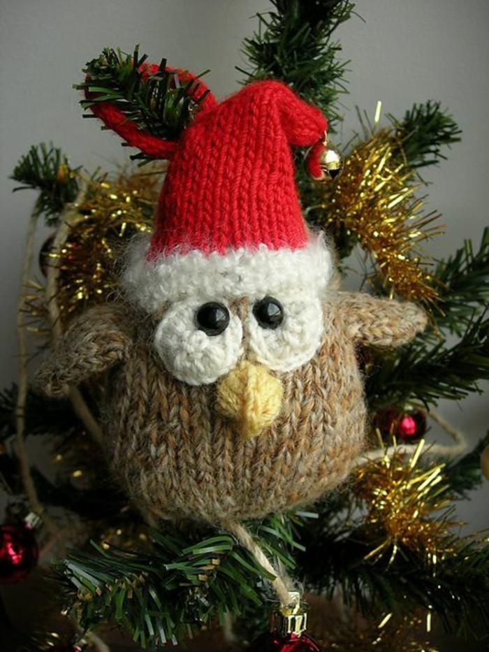 weihnachtsdeko से crochet उल्लू-साथ-टोपी