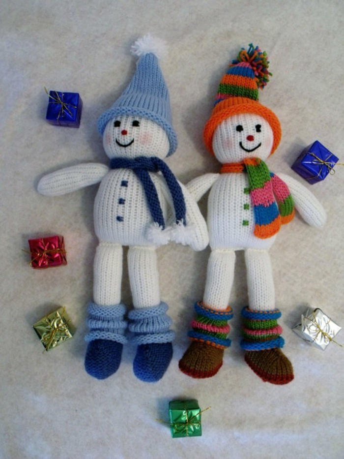 weihnachtsdeko-βελονάκι-δύο-χαριτωμένο-χιονάνθρωποι