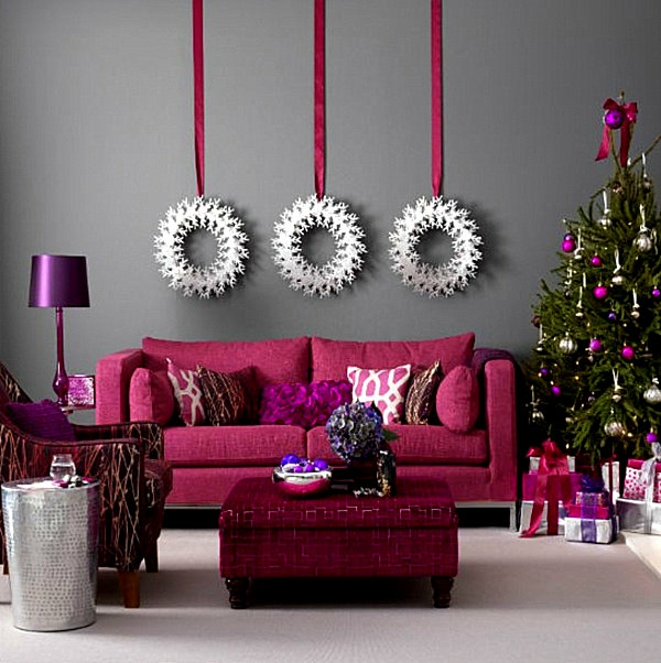 Weihnachtsdeko sofá-ideas-color de rosa