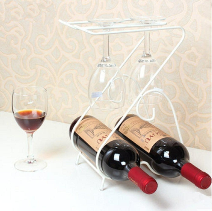 τοίχο ράφι κρασιού μικρή παραλλαγή για ράφι κρασιού για δύο μπουκάλια κόκκινο κρασί ράφι από μέταλλο με χώρο για γυαλιά