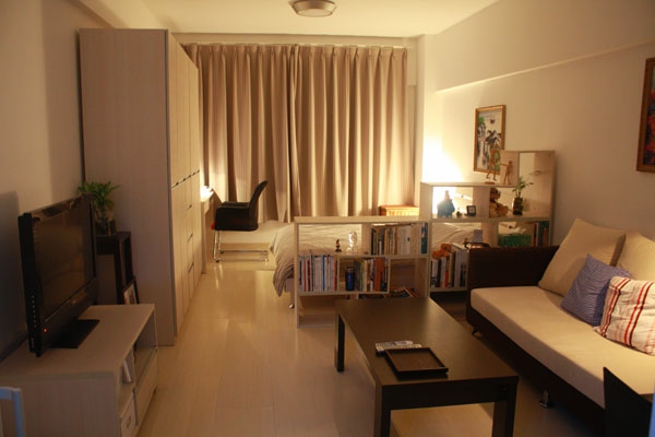 wohnideen-по-малък апартамент-бежово-стая свършват романтично осветление
