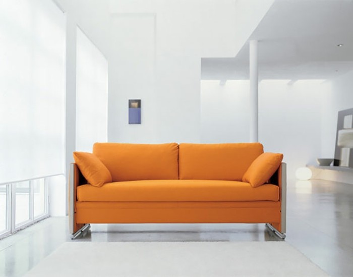 wohnideen-कमरे में रहने वाले-पुल सोफे बिस्तरों नारंगी