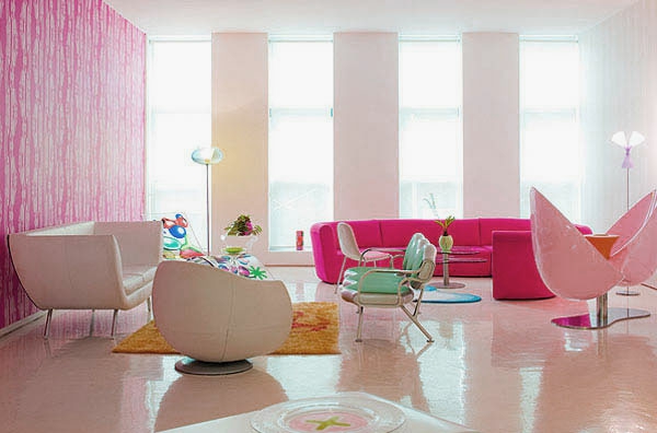 Σαλόνι design-in-ροζ-αποχρώσεις