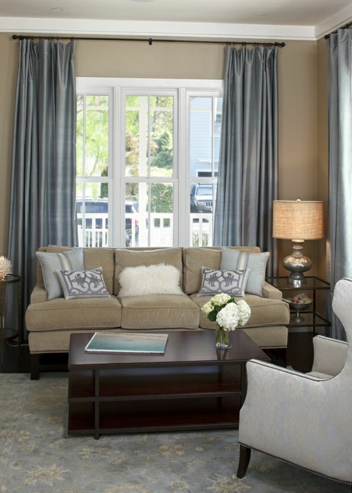 客厅，窗帘的想法，在灰色