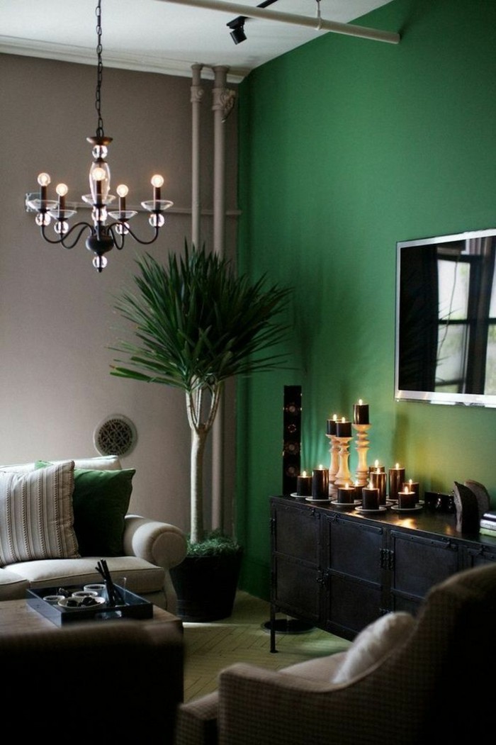 nappali falba építhető modern fal színű zöldesbarna