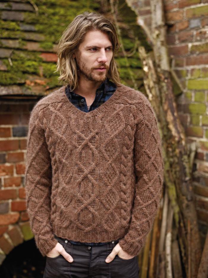 articles de bonneterie-pour-hommes brun-irlandais modèle de tricot