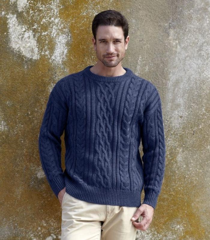 articles de bonneterie-pour-hommes-irlandais modèle de tricot couleur bleue