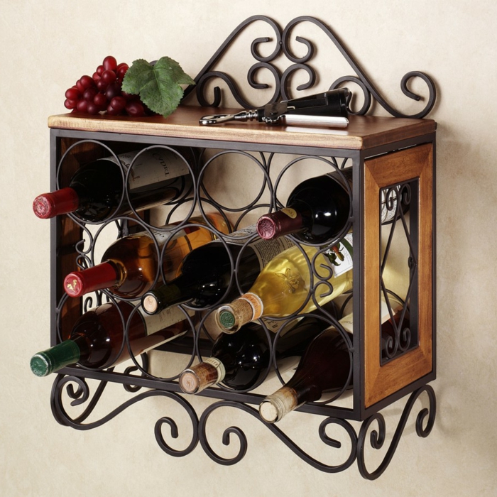 La madera del estante del vino sí mismo construye la decoración hermosa de madera y del uso del metal para la uva de la pared