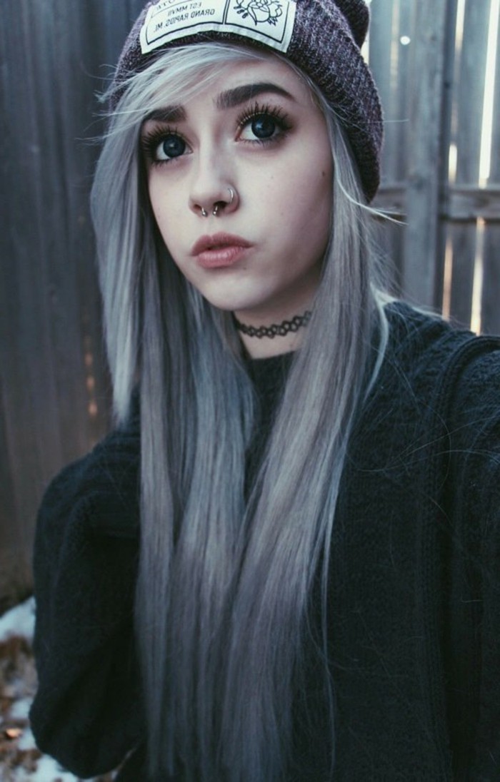 cabello hermoso estilo-ideas-larga de color gris-pelo-fresca de color