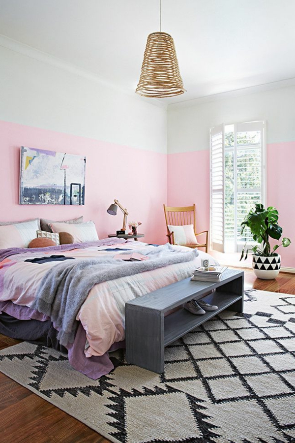 σχεδιασμού σε ένα όμορφο τοίχο φως ροζ-und_grau-υπνοδωμάτιο-σετ