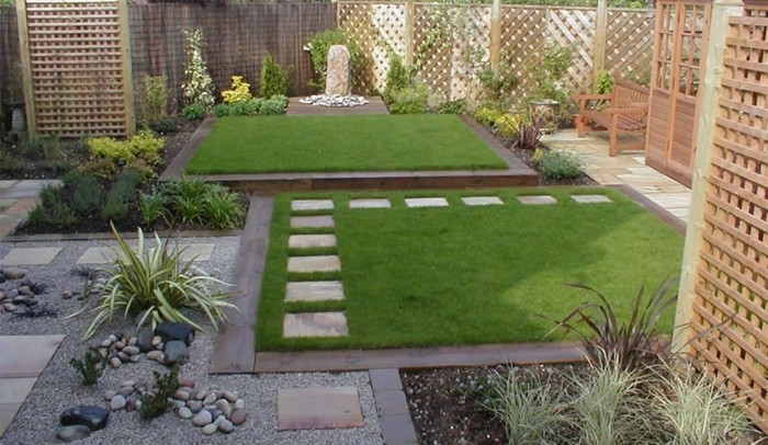עיצוב יפה-the-גן-ירוק-דשא-לבנים בקיר