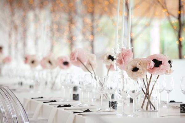 רעיונות למטרות בלתי נשכח-חתונה ורוד פרחים עדינים קישוט שולחן חתונה