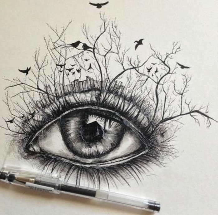 dibujos-con-lápiz-a-muy-interesante de ojos