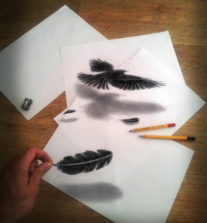 dibujos-con-lápiz-hermosa-modelo de dos-pájaros