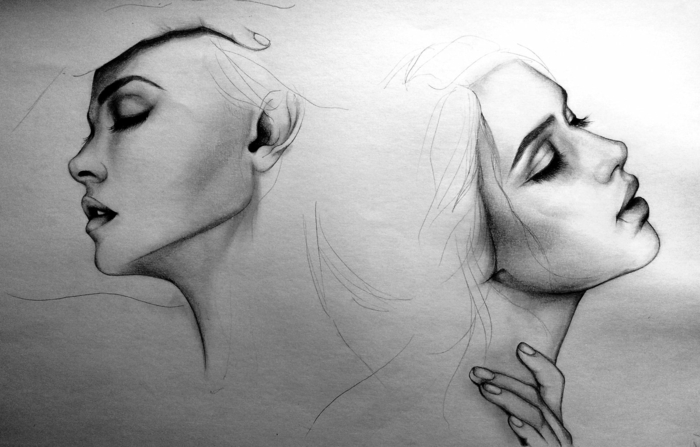 dibujos-con-lápiz-dos-interesantes-mujeres-Faces