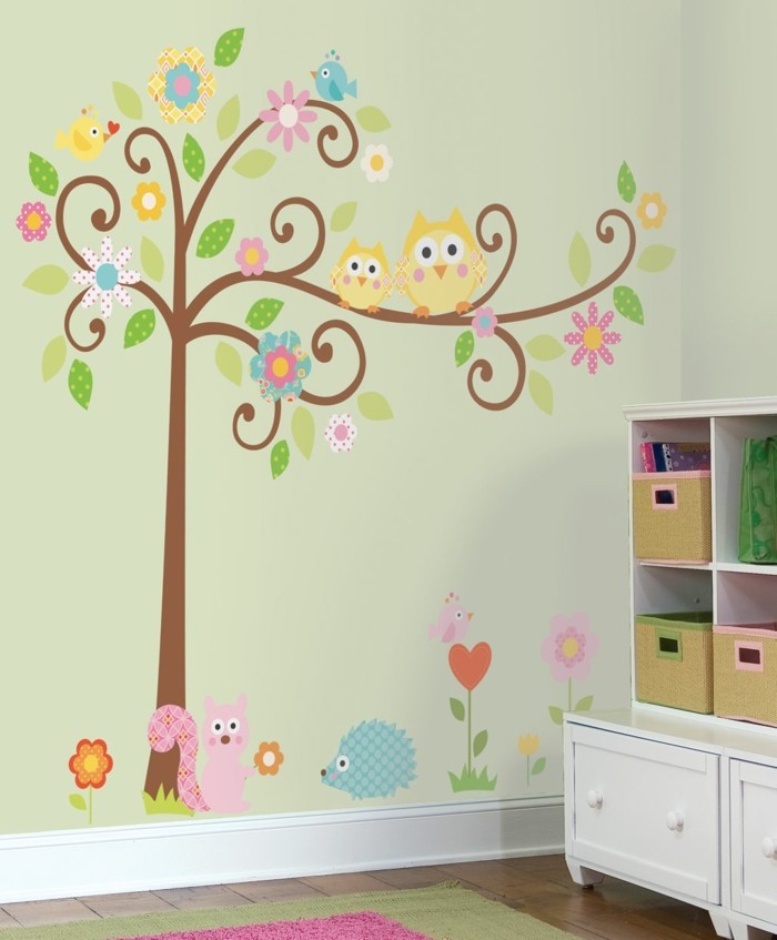 chambre papier peint pour-fille d'arbres dans le mur