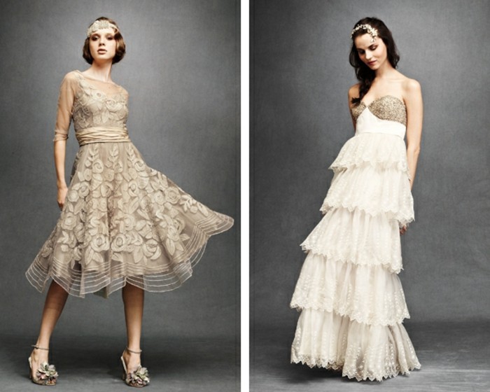 két gyönyörű modell-ruha-with-vintage look 20 éves stílusú